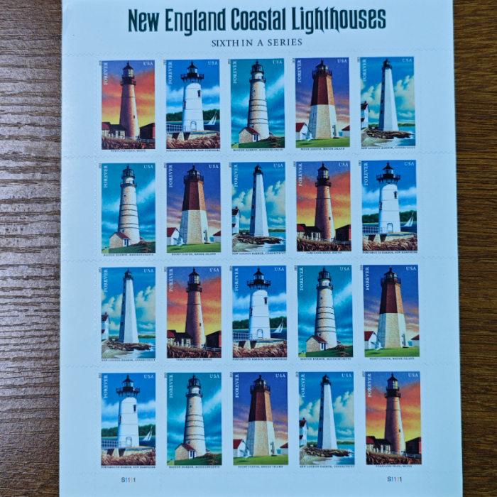 New England Coastal Lighthouses 5 sheets of 20pcs，total 100pcs