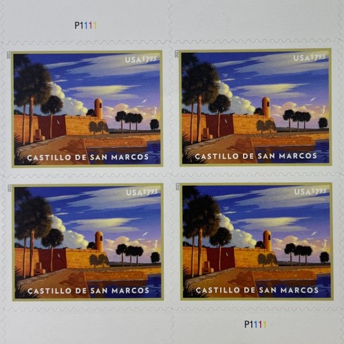 Castillo de San Marcos Stamps 5 Pane of 4pcs, $7.95