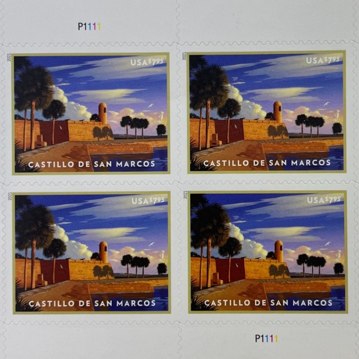 Castillo de San Marcos Stamps 5 Pane of 4pcs, $7.95