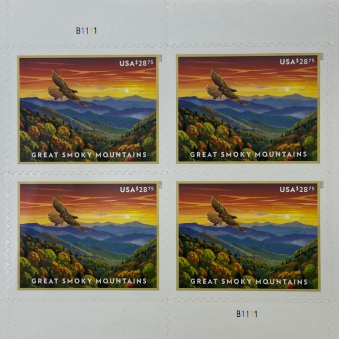 Great Smoky Mountains Stamps, 5 Pane of 4 PCS, $28.75