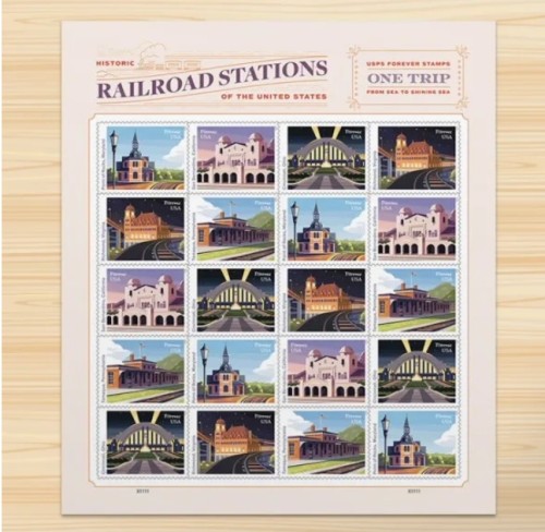 Railroad Stations , 5 Sheets of 20, 100pcs 