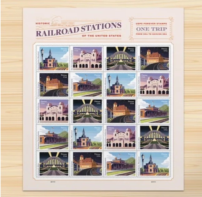 Railroad Stations , 5 Sheets of 20, 100pcs 