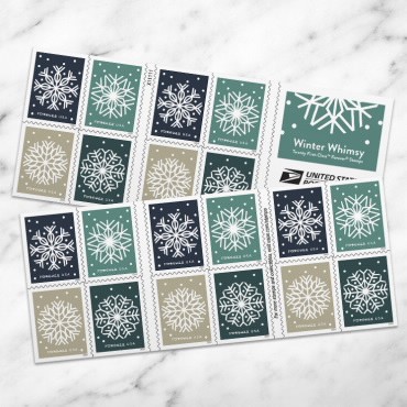 2024 Winter whimsy stamps, 5 Sheets of 20PCS, Total 100pcs