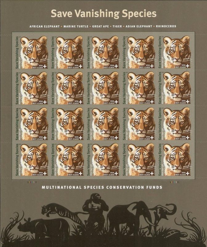 2011 Save Vanishing Species Semi Postal 5 Sheet of 20， 100pcs