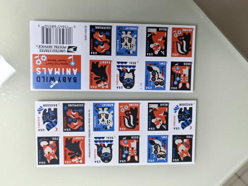 2026 Baby Wild Animals Stamps 5 Sheets of 20PCS, Total 100pcs