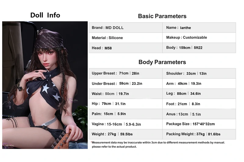 MD DOLL M58 Lantheヘッド 159cm Aカップ ボディサイズ