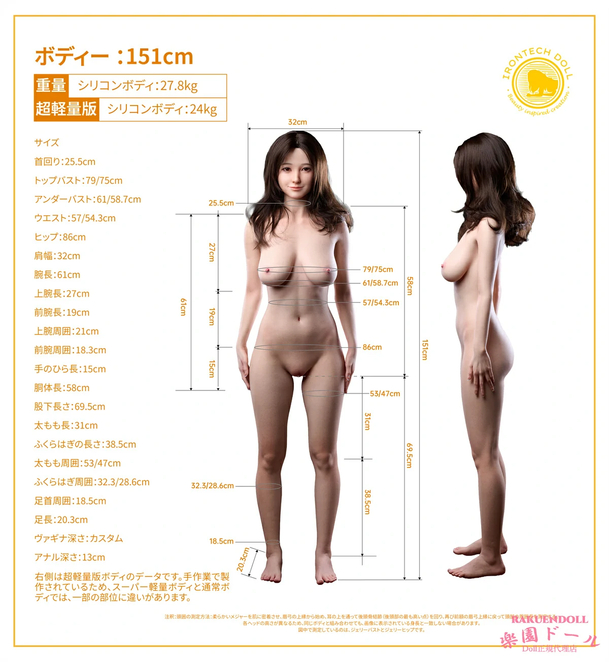 Irontech Doll orientalシリーズ 151cm Eカップスペックラブドール