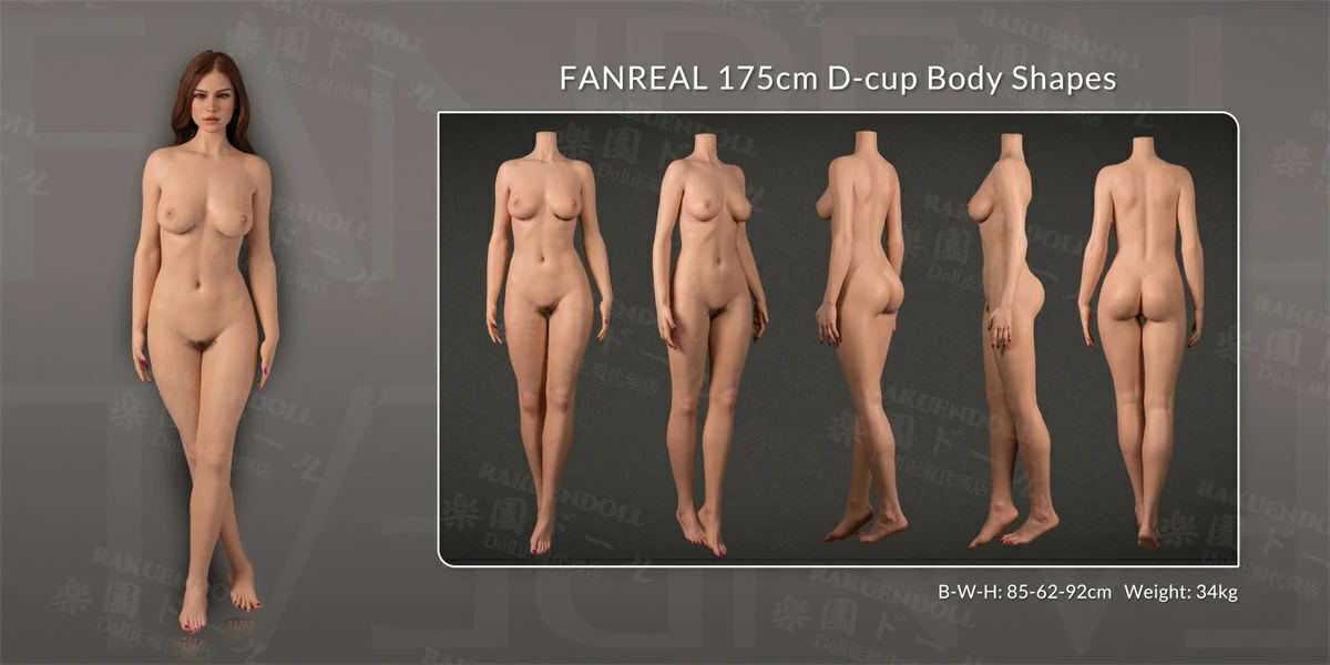 Fanreal Mirellaヘッド 175cm Cカップ リアル皮膚付き 成熟セクシー系ラブドール 三面図
