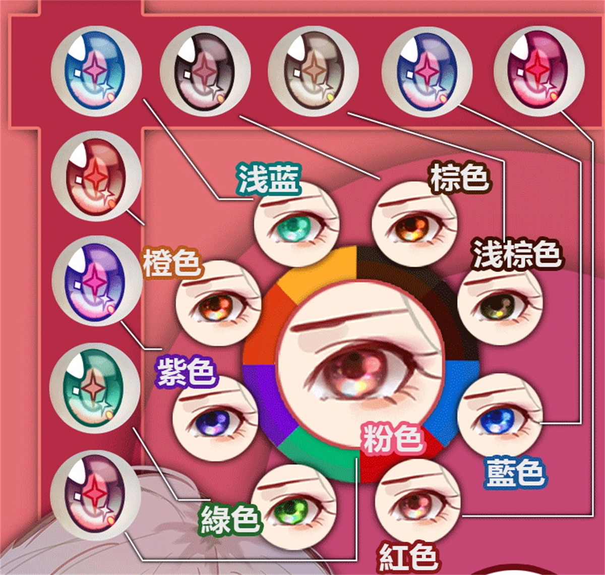 ElsaBabe アニメ顔ラブドール AHR038ヘッド 眼球カラー一覧
