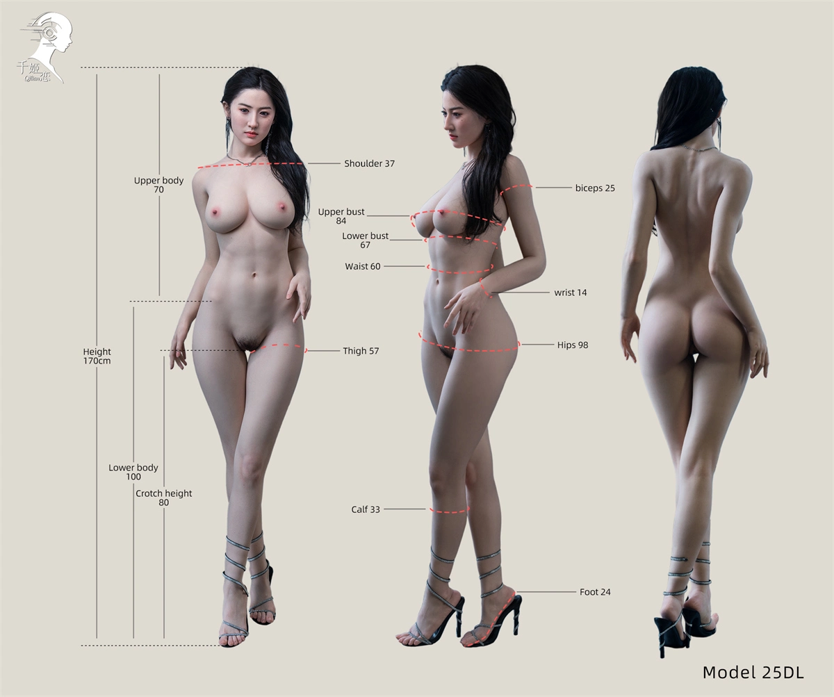 リアルドール No.25R 170cm Dカップ RZRdoll ボディ三面図