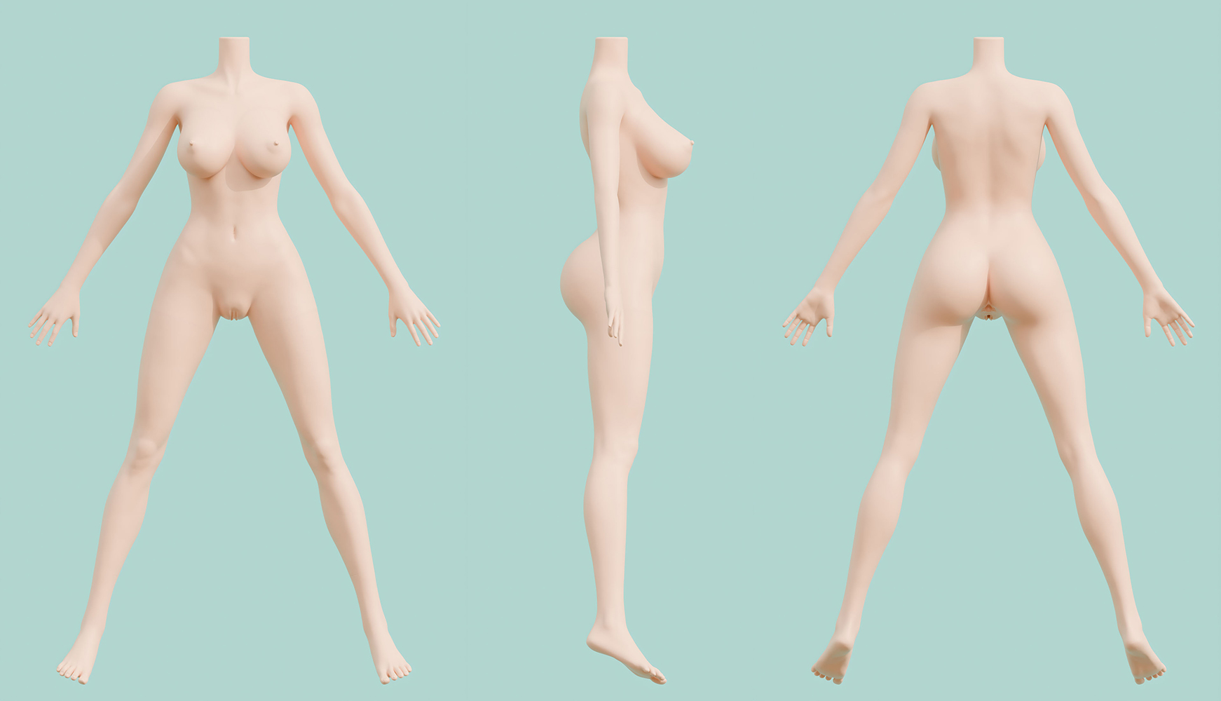 IROKEBIJIN 152cm Cカップ（バスト中） ボディ三面図