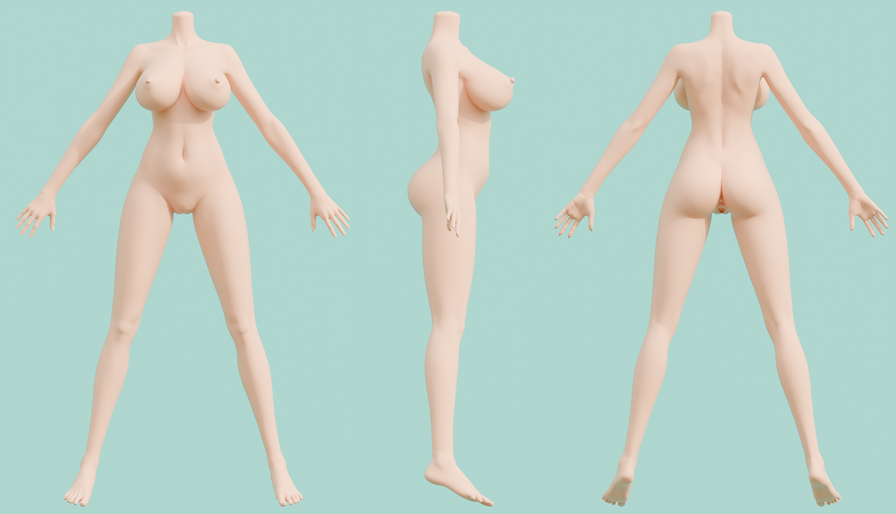 IROKEBIJIN 160cm Hカップ（シリコン） ボディ三面図
