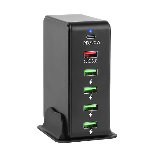 Multi-port USB mobile phone 6-port charger PD20W fast charger QC3.0 Android charger