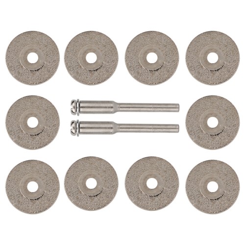 10PCS 25mm Diamond Disc Cutting blades Drill Bit+2 Mandrel Rotary Rod for Grinding Machine Accessory