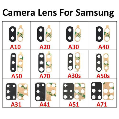 10 pcs Rear Back Camera Lens For Samsung Glass Cover with 3M Sticker Adhesive Replacement Parts