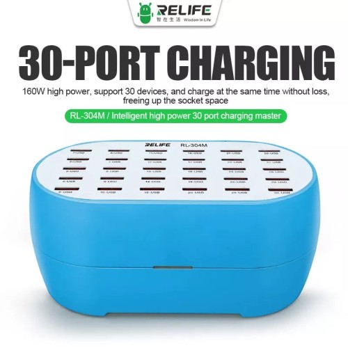 RELIFE RL-304M/ RL-304S Intelligent High Power 30 Port Charger 160W High Power Suitable for Charging Digital Devices