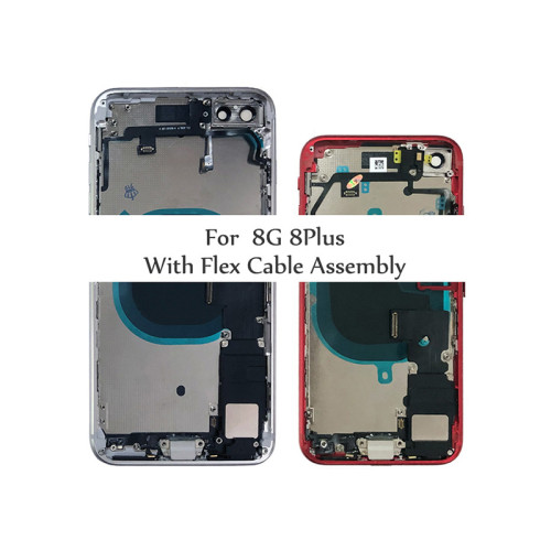 Full Housing for iPhone 8 8Plus Plus Back Glass Battery Cover Middle Frame Chassis with Flex Cable