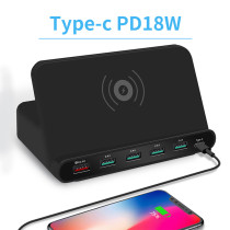PD18W  4 in1 smart multi-port charger USB mobile phone charger QC3.0 wireless fast charging