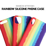 Rainbow silicone cases for Apple 11Pro iPhone 6-11promax SE rainbow liquid style silicone mobile phone case anti-fall protective case