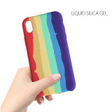 Rainbow silicone cases for Apple 11Pro iPhone 6-11promax SE rainbow liquid style silicone mobile phone case anti-fall protective case