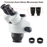 Simul-Focal Trinocular Microscope Zoom Stereo Microscope Head 7X 45X 3.5X 90X Continuous Zoom 0.5x 2.0x Auxiliary Objective Lens