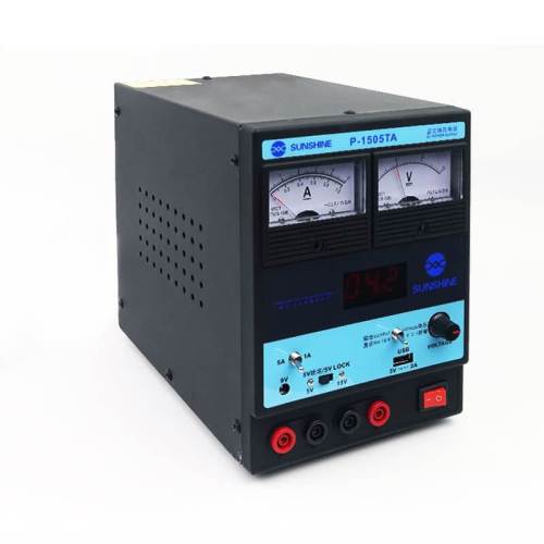 P-1505TA 5A Adjustable Switching DC Regulated Power Supply 9V Output 5V/2A USB Charging Port Laptop Repair Rework