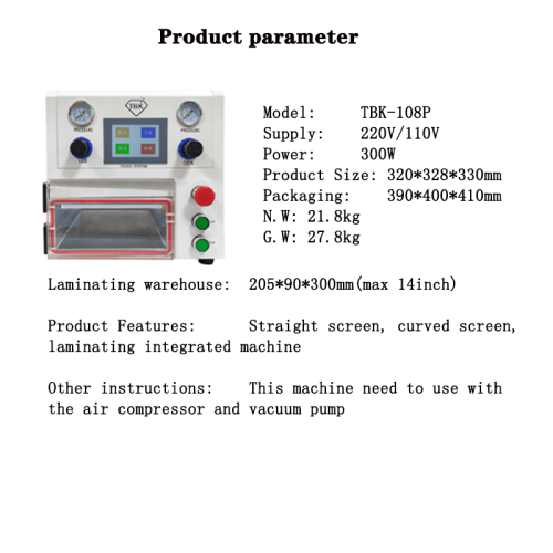 TBK 108P Vacuum Pressing Machine Intelligent Laminating Machine LCD Screen Repair Equipment，oca laminating for sumsang IP HuaWei