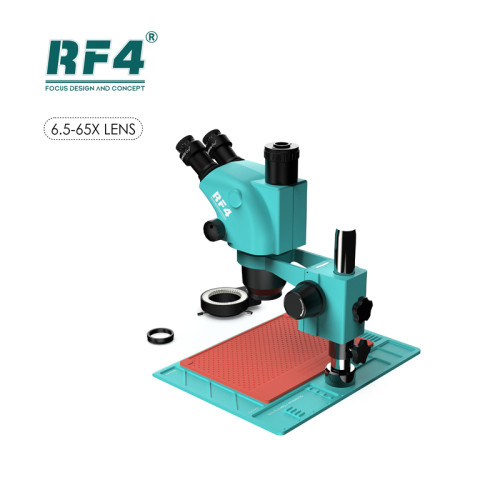 RF4 RF6565-PO4 Stereo 6.5-65X Magnification Microscope High Temperature Resistant 144LED for Electronic Phone PCB Solder Repair