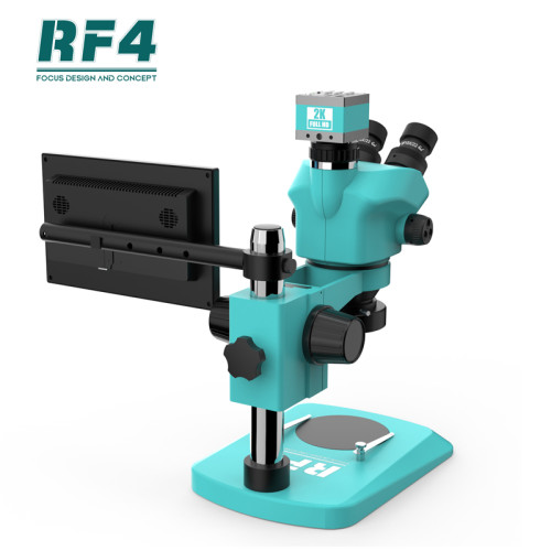 RF4 RF7050TV-2KC2-S010+144 Trinocular Industrial Microscope with 2KC2 HDMI Camera S010 Monitor for Phone Electronic Repair