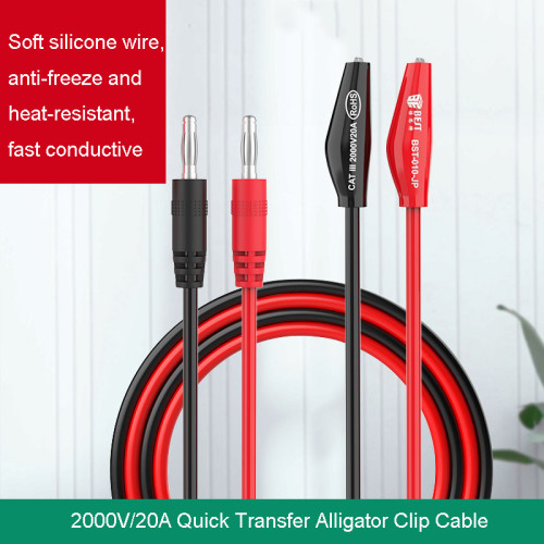 BST 010JP Alligator Clips Silicone Two Clamp Power Cord Superconducting Probe Test Leads Accurate Measurement Tool