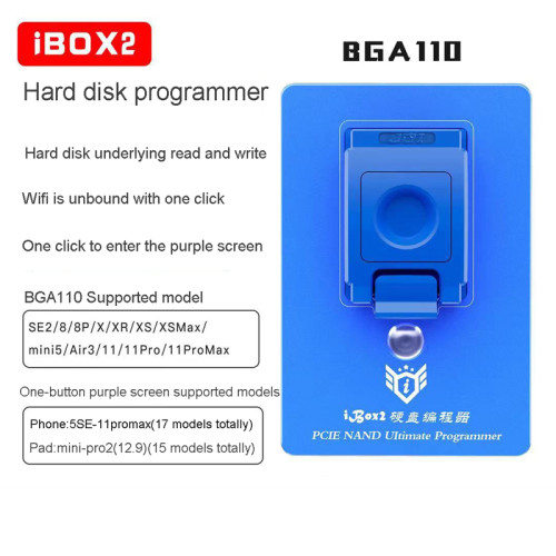 iBOX2 PCIE Hard Disk Programmer for Phone SE-11PM Data Modification WiFi Unbinding One Key Purple Screen BGA110 NAND Programmer