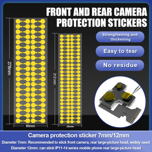 Front and Rear Camera Protection Sticker 7mm/12mm All Round Protection Dust Proof for Mobile Phone Opening Repair Protective