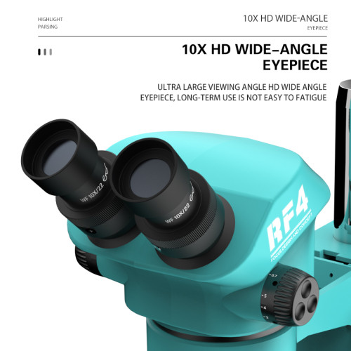 RF4 RF-7050+144 Optical Stereo Binocular Microscope 7-50X Continuous Zoom HD Wide Angle Eyepiece Adjustable 144 LED Light