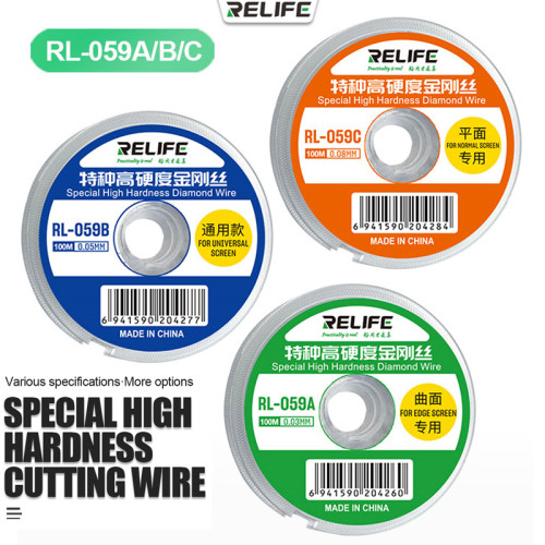 RELIFE RL-059 A B C  Special High Hardness Diamond Wire cutting rope for touch screen lcd separating Alloy Gold Molybdenum Wire