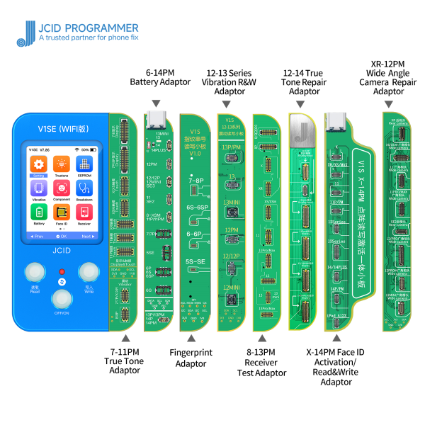 JC V1S V1SE WIFI Version Programmer for iPhone X 11 12 13  Series Photosensitive Original Color Touch Shock Fingerprint Battery