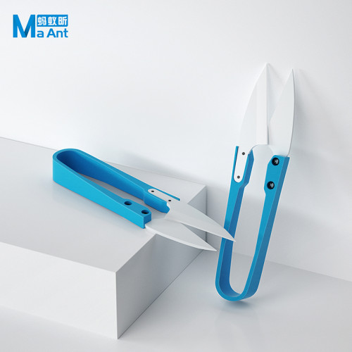 MaAnt Insulated Blue Ceramic U-shear Scissors For Mobile Phone Battery Cable Non-Conductive Special Tailor Cut