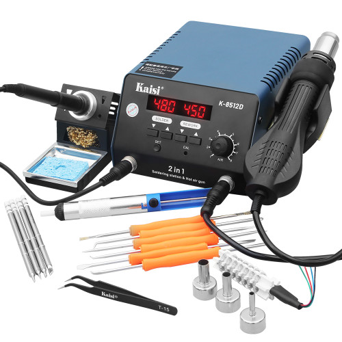 Kaisi 8512D Rework Soldering Station 750W 2 in 1 Hot Air Soldering Iron Station With T12 Iron Tip Display Welding Repair Tools