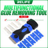 RELIFE RL-023 UV Glue Cleaner  Touch Screen Scraper Repair Tool with 5pcs Metal Blade+5pcs Plastic Blade Remover for Phone LCD