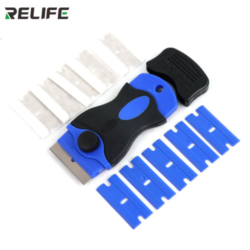 RELIFE RL-023 UV Glue Cleaner  Touch Screen Scraper Repair Tool with 5pcs Metal Blade+5pcs Plastic Blade Remover for Phone LCD