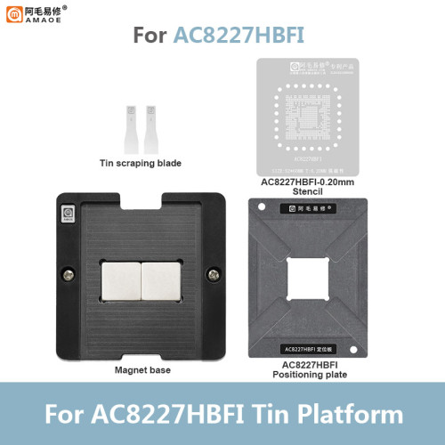 Amaoe AC8227HBFI BGA Reballing Stencil For Automotive Car Navigation LCD Screen IC Chip Solder Template CPU Repair Steel Mesh