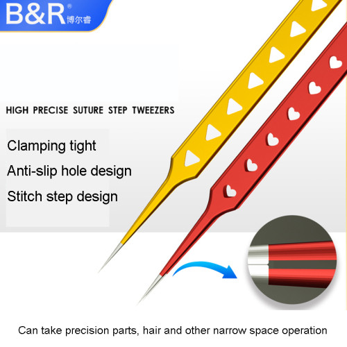 B＆R BT-15 BT-16 Tweezers Precision High Hardness Hollow Heat-dissipating Forceps Fingerprint Fly Line Phone Repair Tweezer