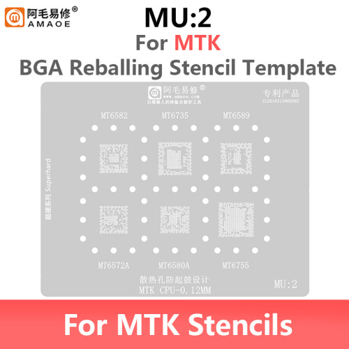 Amaoe MU1-5 BGA Reballing Stencil Universal Kit for MTK CPU MT6582 6735 67955W 6732 6750 6762V CPU RAM Chip IC Steel Mesh