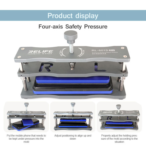 RELIFE RL-601S Pro Pressure Retaining Caulking Repair Fixture Phone LCD Flat and Curved Back Cover Holding Clamp