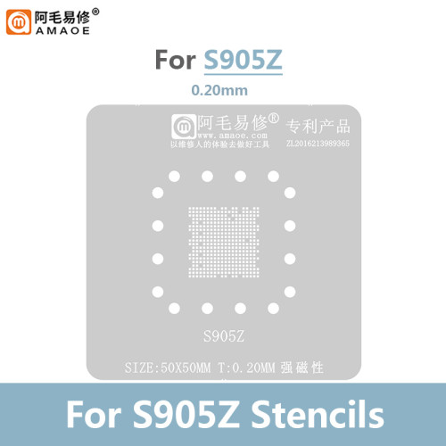 Amaoe S905Z BGA Reballing Stencil Template For LCD Tablet IC Set-top Box Main Control IC Chip 0.2MM Thickness Solder Steel Mesh