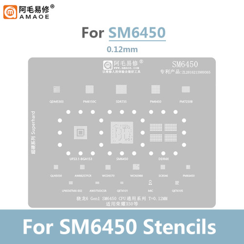 Amaoe SM6450 BGA Reballing Stencil for Snapdragon 6Gen1 CPU Honor X50 Planting Tin Template Soldering Steel Mesh