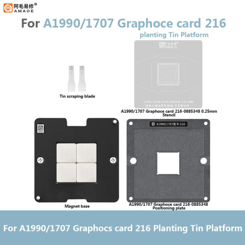 Amaoe 216-0885348 BGA Reballing Stencil Platform Kits for Mac book Graphics IC Chipset A1990/1707 Planting Ball Net