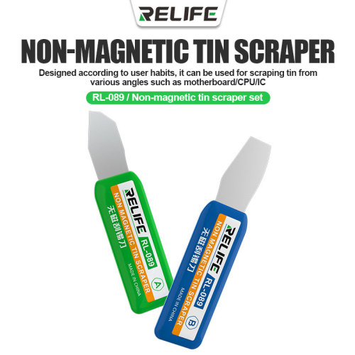 Relife RL-089 Non-Magnetic Tin Scraper Knife Kit Metal Scraping Tin Scraper Knife Glue Removal Residual Glue Clean Tool