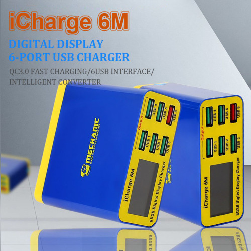 MECHANIC iCharge 6M USB 6-Port Charger Fast Charge Intelligent Digital Display Multi Interface for Phone Tablet