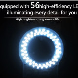 SS-033 56 LED Ring Light illuminator Lamp 0-100% Adjustable Lamp LED Circle Light for Trinocular Stereo Zoom Microscope