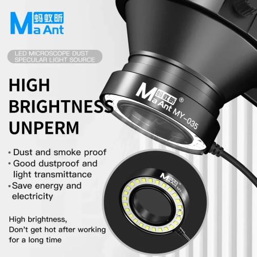Maant MY-035 LED Microscope Aluminium Alloy Ring Lamp 45mm 26LED Dustproof Oil Proof Smoke Prevention Lighting Light Source